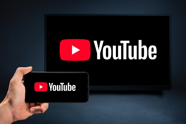 Internet service Youtube on phone and tv screen